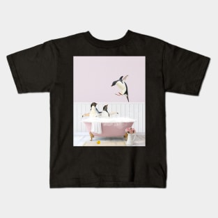 Penguins in a Vintage Bathtub Kids T-Shirt